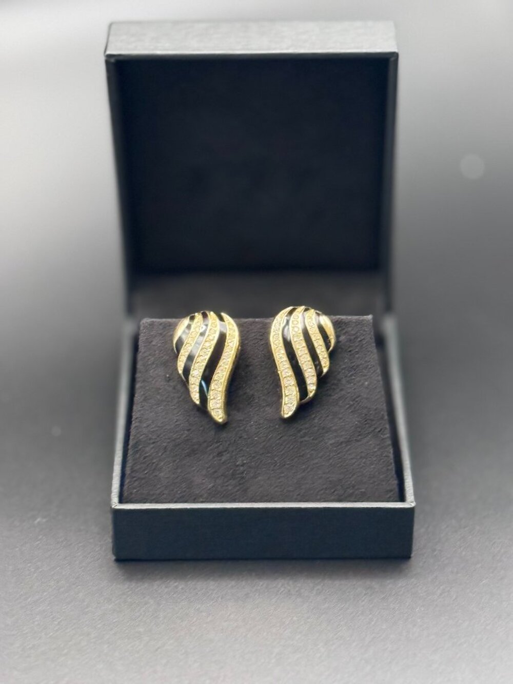 Christian Dior Vintage Crystal & Enamel Clip-on Earrings